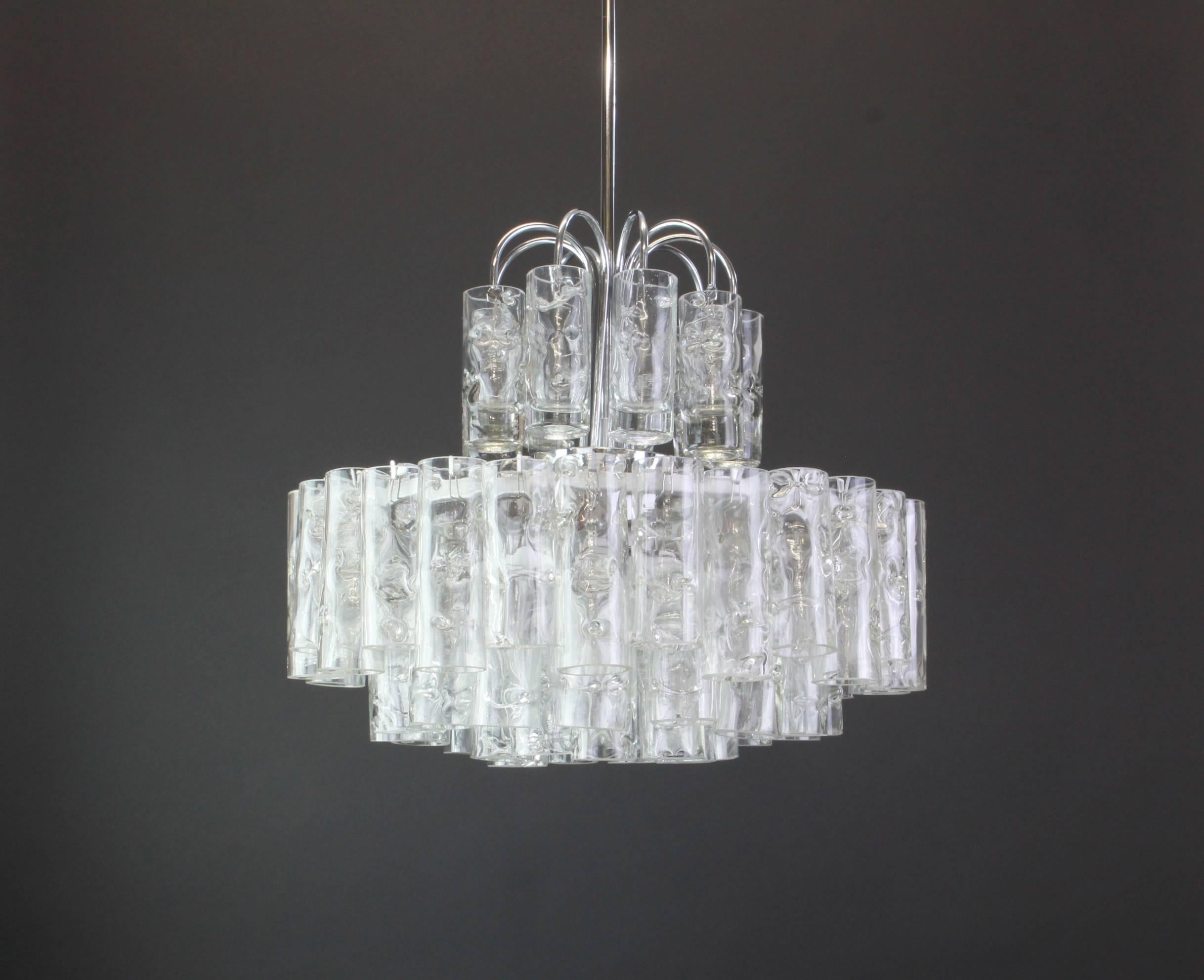 Stunning Murano Ice Glass Tubes Chandelier by Doria, Germany, 1960s In Good Condition For Sale In Aachen, NRW