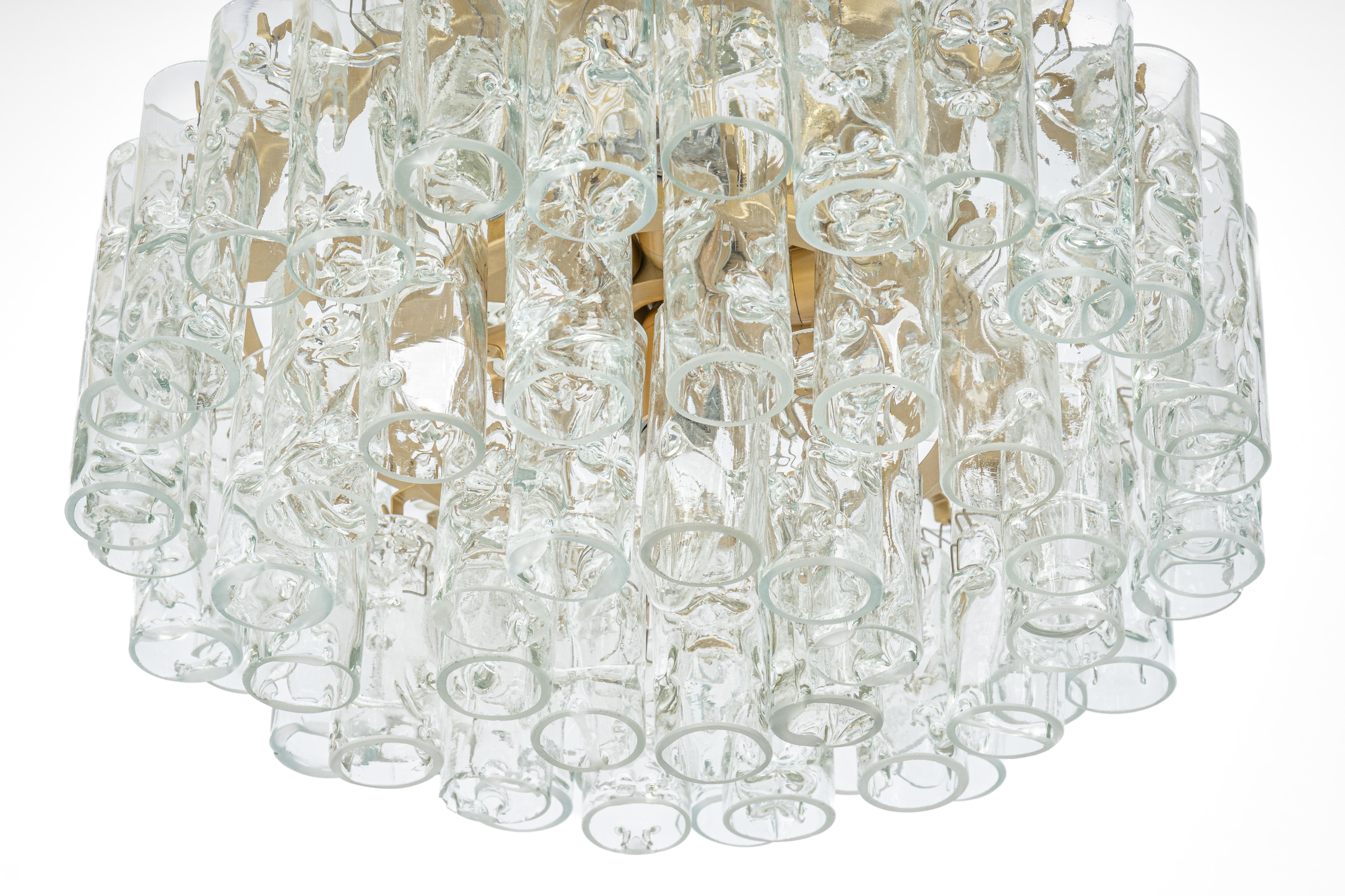 Stunning Murano Ice Glass Tubes Chandelier by Doria, Germany, 1960s In Good Condition For Sale In Aachen, NRW