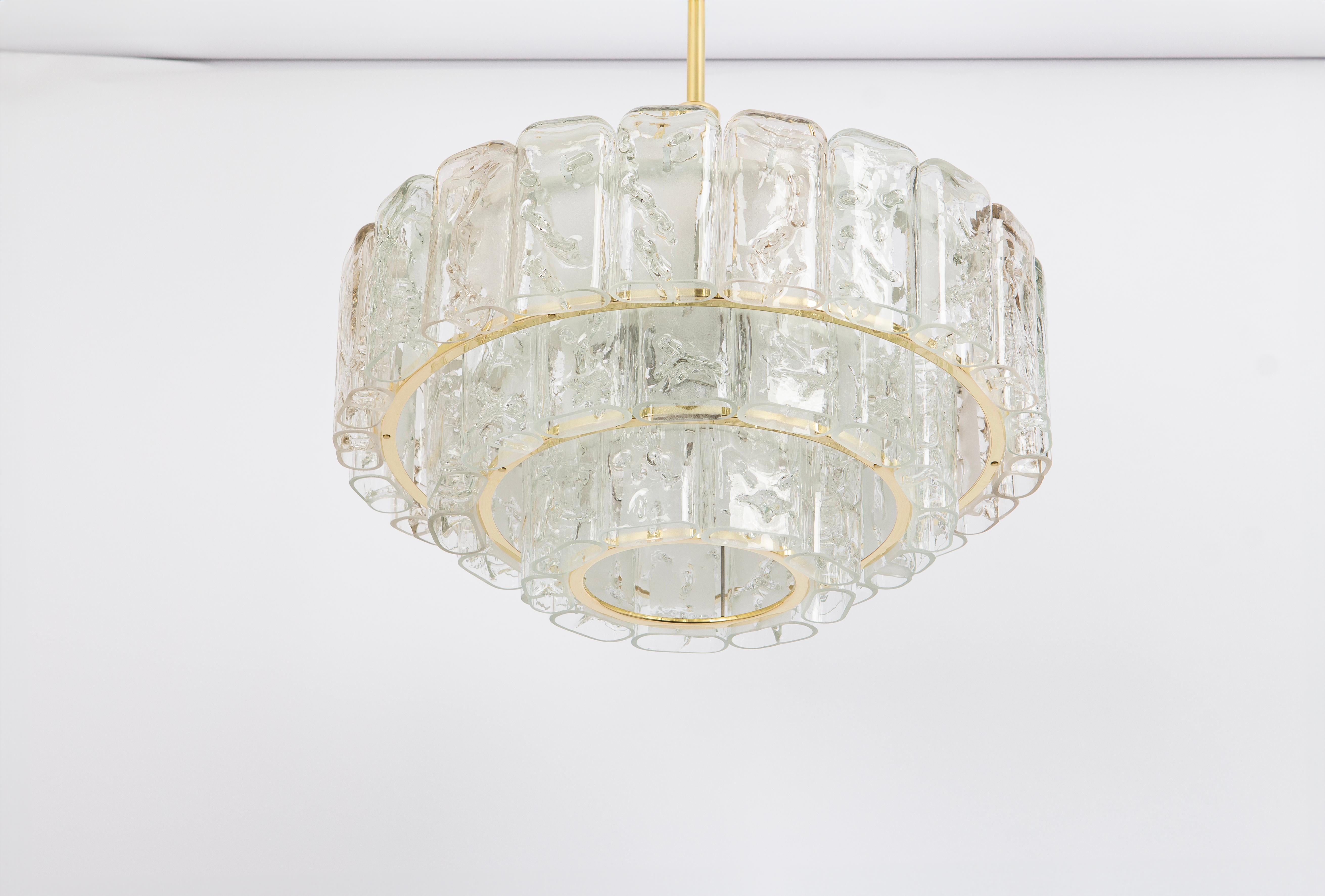 Mid-20th Century Stunning Murano Ice Glass Tubes Chandelier by Doria, Germany, 1960s For Sale