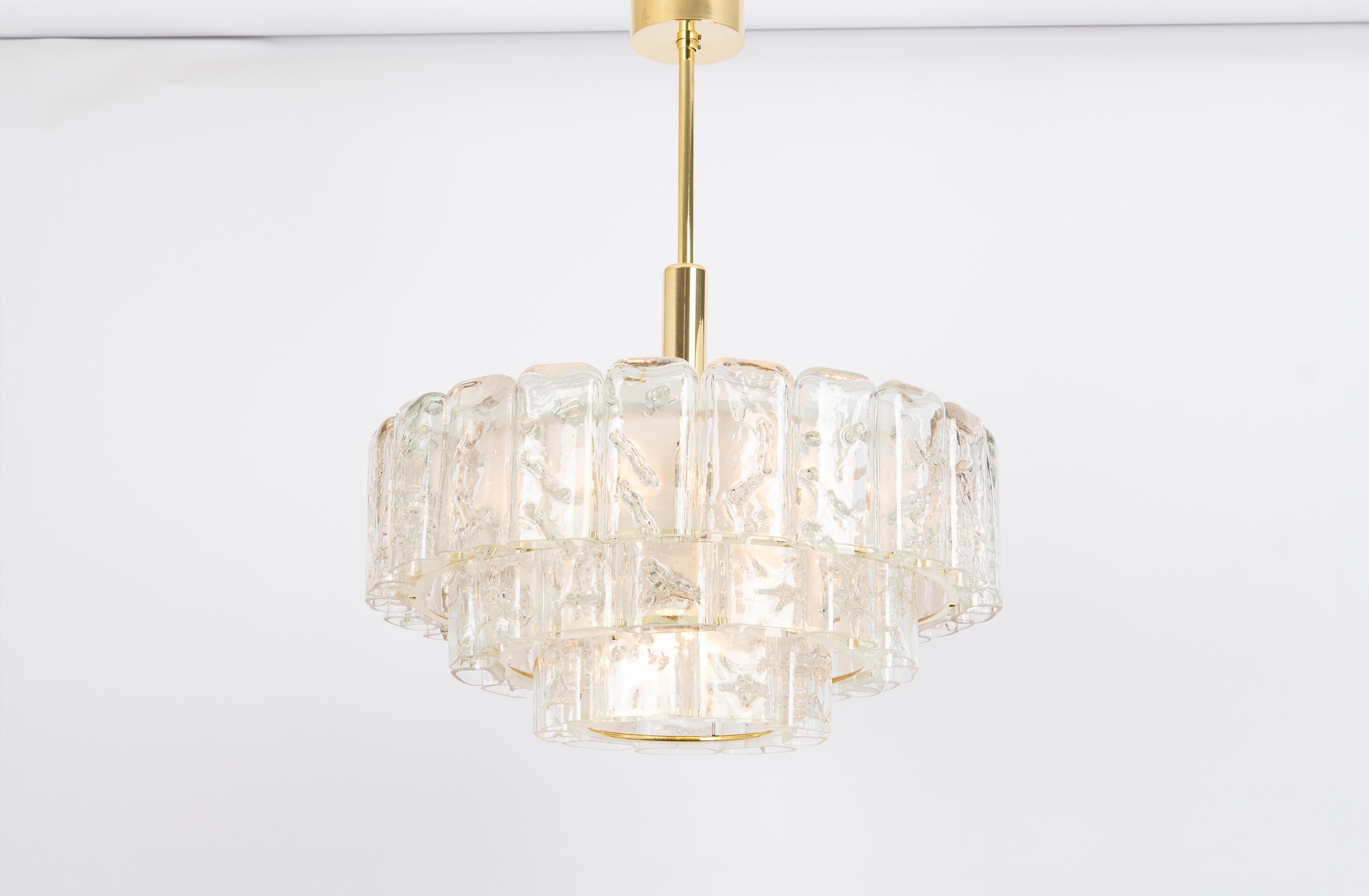 Stunning Murano Ice Glass Tubes Chandelier by Doria, Germany, 1960s For Sale 1