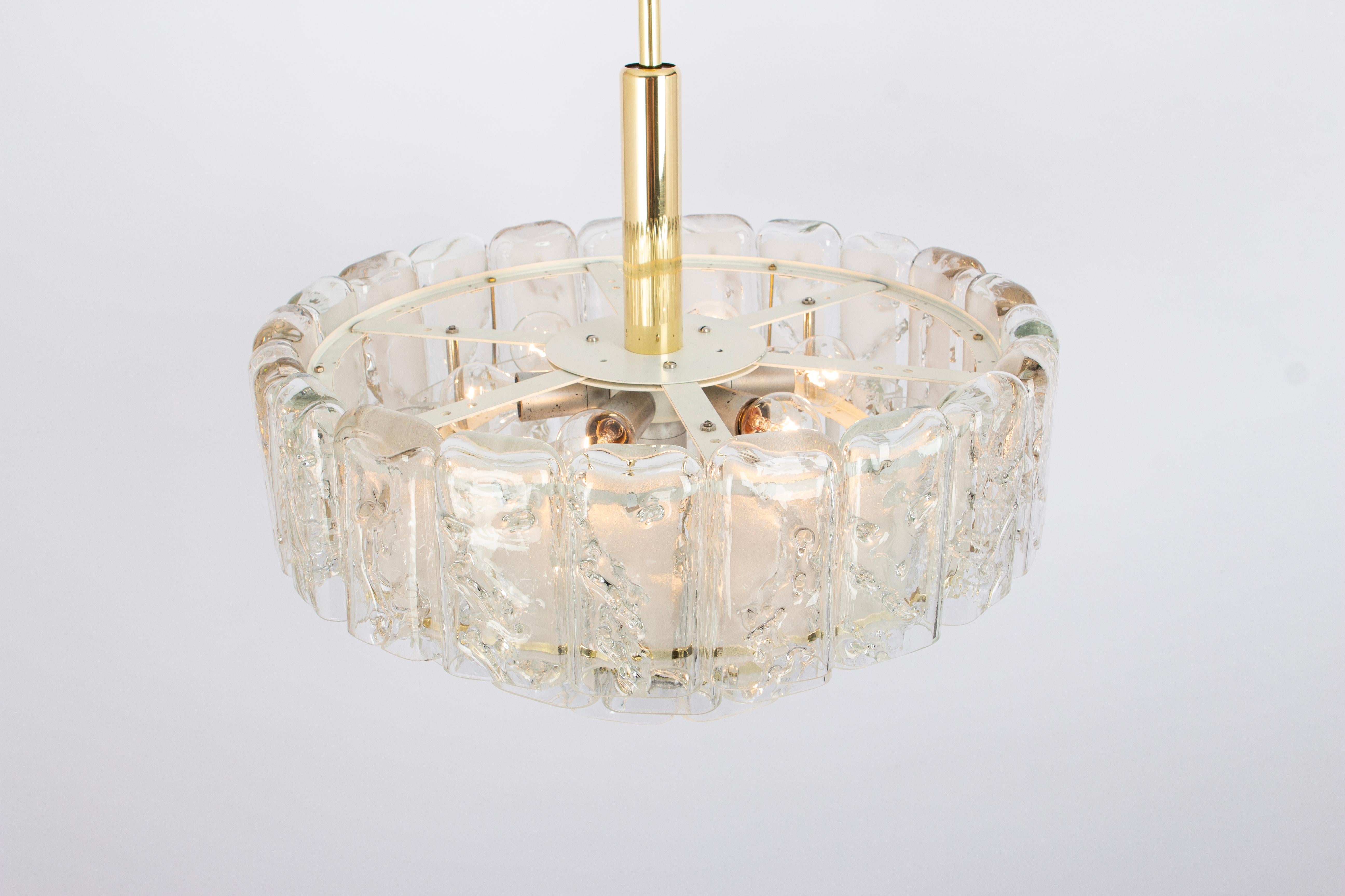 Stunning Murano Ice Glass Tubes Chandelier by Doria, Germany, 1960s For Sale 2