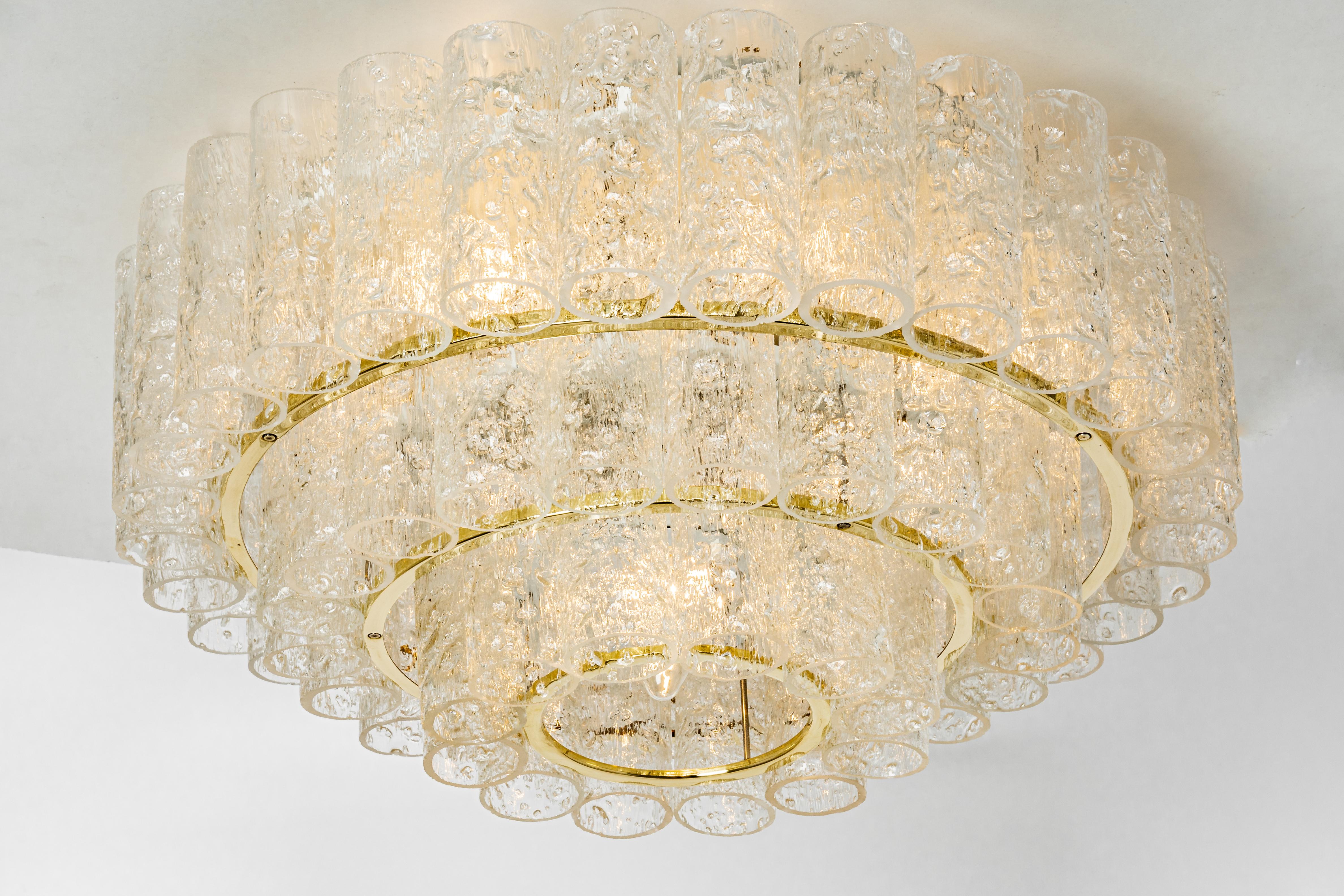 1 of 2 Stunning Murano Ice Glass Tubes Chandelier by Doria, Germany, 1960s For Sale 2