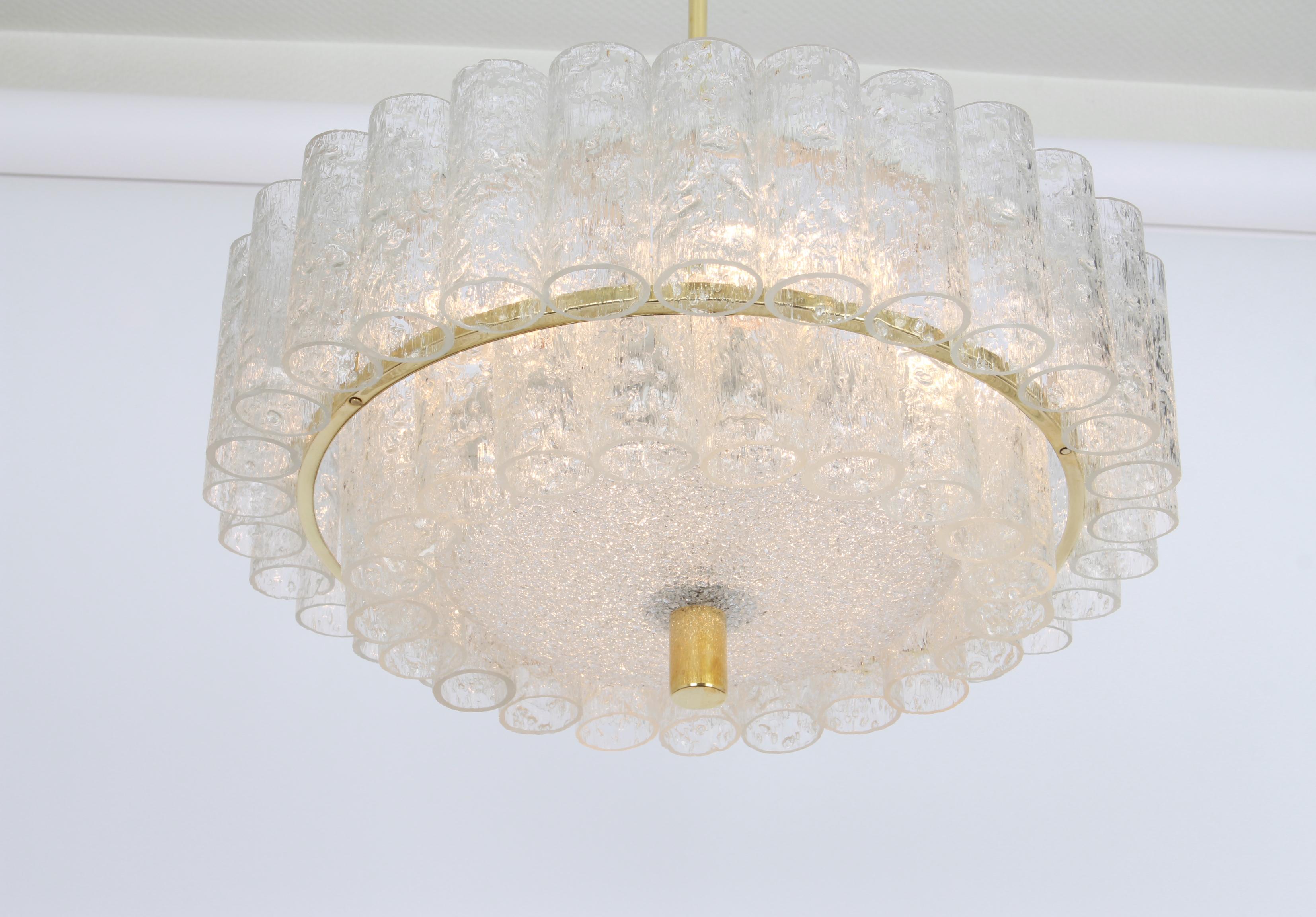 Stunning Murano Ice Glass Tubes Chandelier by Doria, Germany, 1960s 3