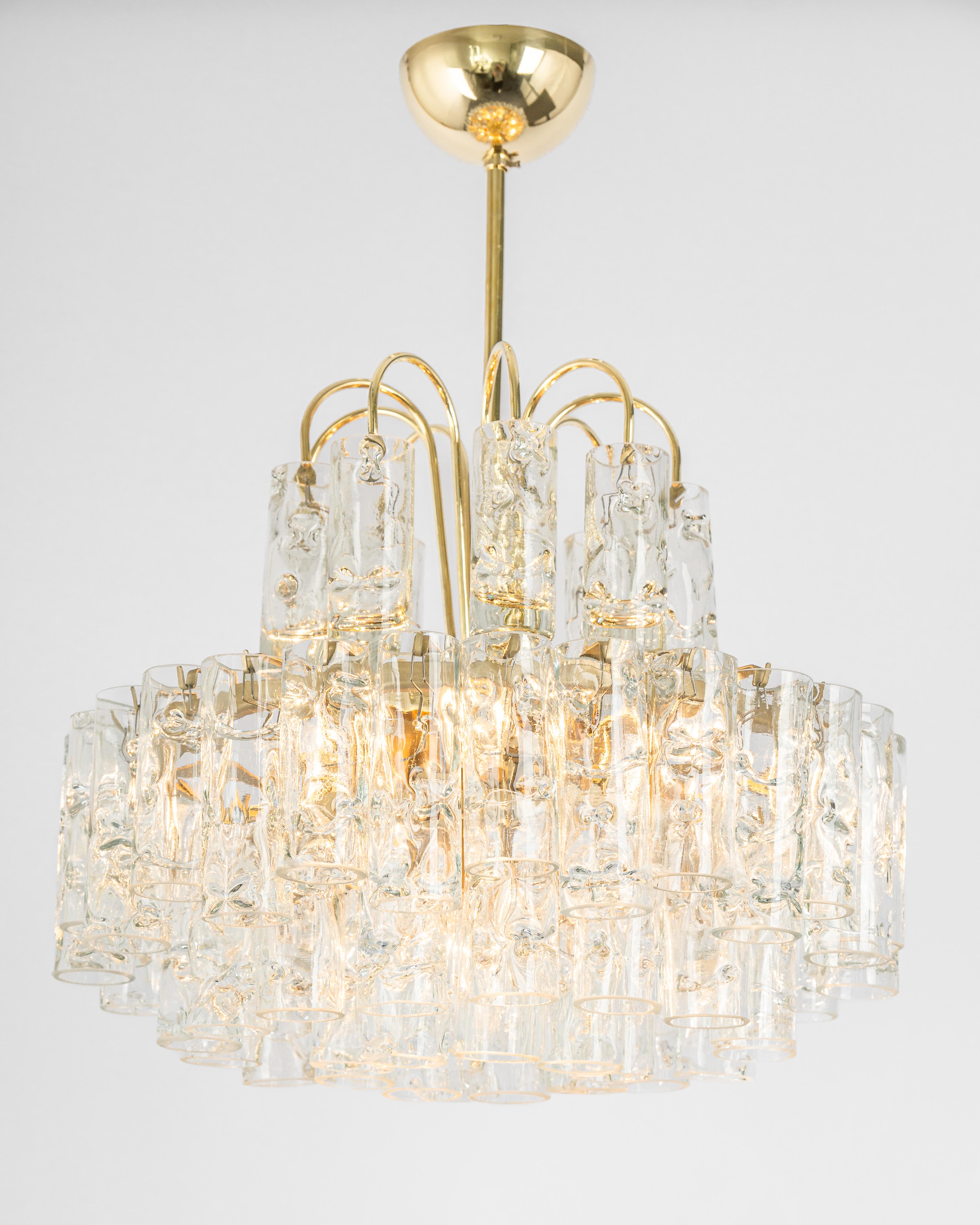 Stunning Murano Ice Glass Tubes Chandelier by Doria, Germany, 1960s For Sale 3