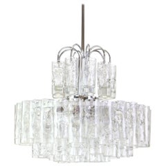 Vintage Stunning Murano Ice Glass Tubes Chandelier by Doria, Germany, 1960s