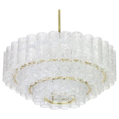 Vintage 1 of 2 Stunning Murano Ice Glass Tubes Chandelier by Doria, Germany, 1960s