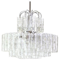 Vintage Stunning Murano Ice Glass Tubes Chandelier by Doria, Germany, 1960s