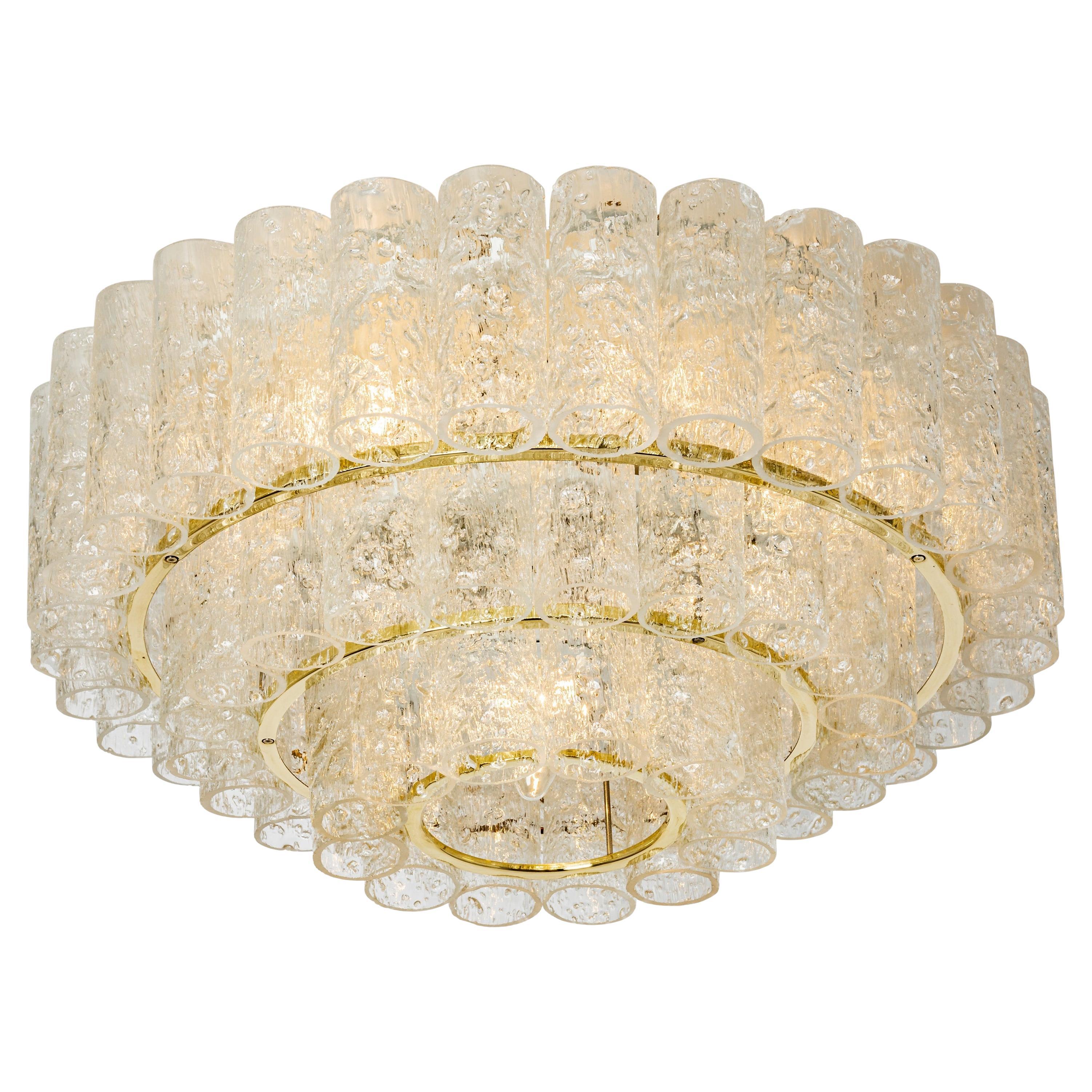 1 di 2 Stupefacente lampadario a tubi di vetro di Murano di Doria, Germania, anni '60
