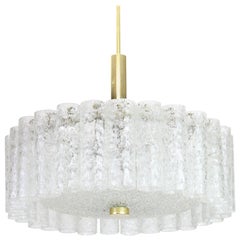Vintage Stunning Murano Ice Glass Tubes Chandelier by Doria, Germany, 1970s