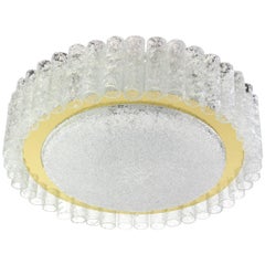 Stunning Murano Ice Glass Tubes Flush Mount by Doria, Germany, 1960s Stunning Murano Ice Glass Tubes Flush Mount by Doria, Germany, 1960s
