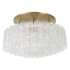 Stunning Murano Ice Glass Tubes Flush Mount by Doria, Germany, 1960s Stunning Murano Ice Glass Tubes Flush Mount by Doria, Germany, 1960s