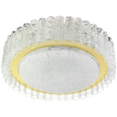 Stunning Murano Ice Glass Tubes Flush Mount by Doria, Germany, 1960s