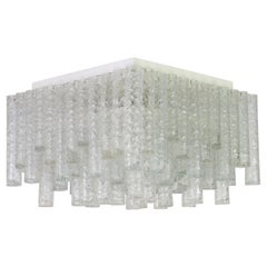 Stunning Murano Ice Glass Tubes Flush Mount by Doria, Germany, 1960s Stunning Murano Ice Glass Tubes Flush Mount by Doria, Germany, 1960s