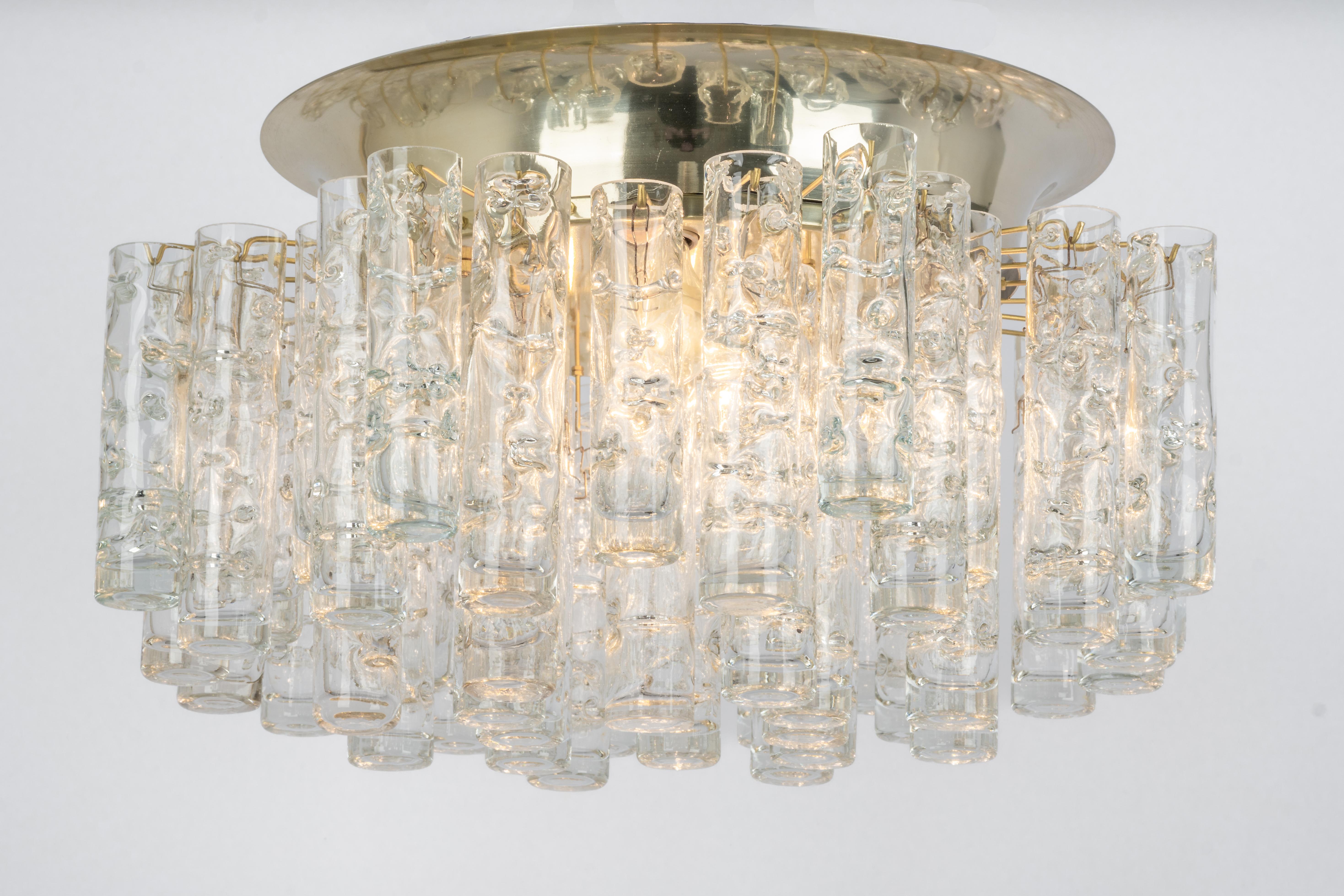 Ottone Stupefacente lampada a tubo in vetro di Murano di Doria, Germania, anni '60 in vendita