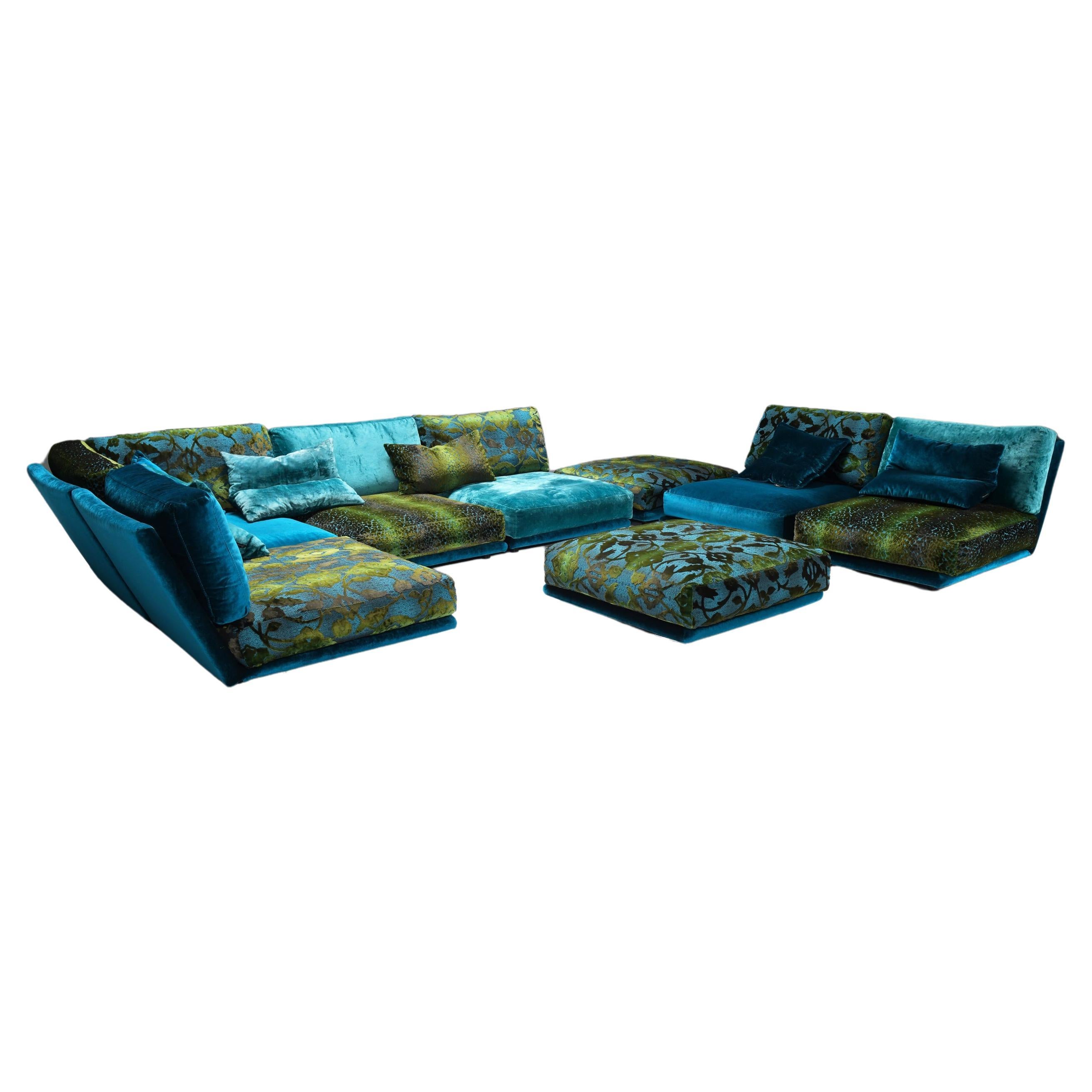 Stunning NAPALI 126 modular velvet sofa by the Bretz Brothers for Bretz Germany For Sale