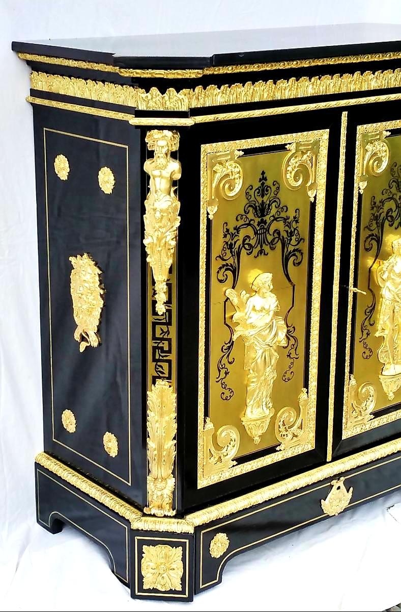 French Stunning Napoleon III Boulle Cabinet by Befort Jeune, France, 19th Century