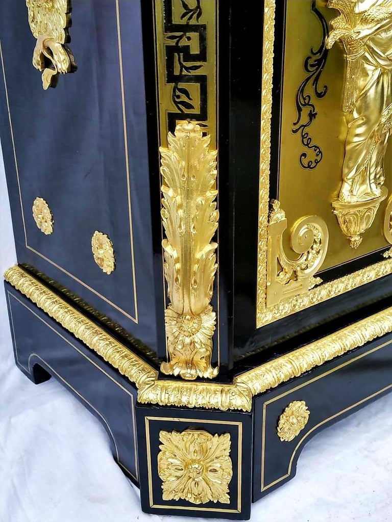 Blackened Stunning Napoleon III Boulle Cabinet by Befort Jeune, France, 19th Century