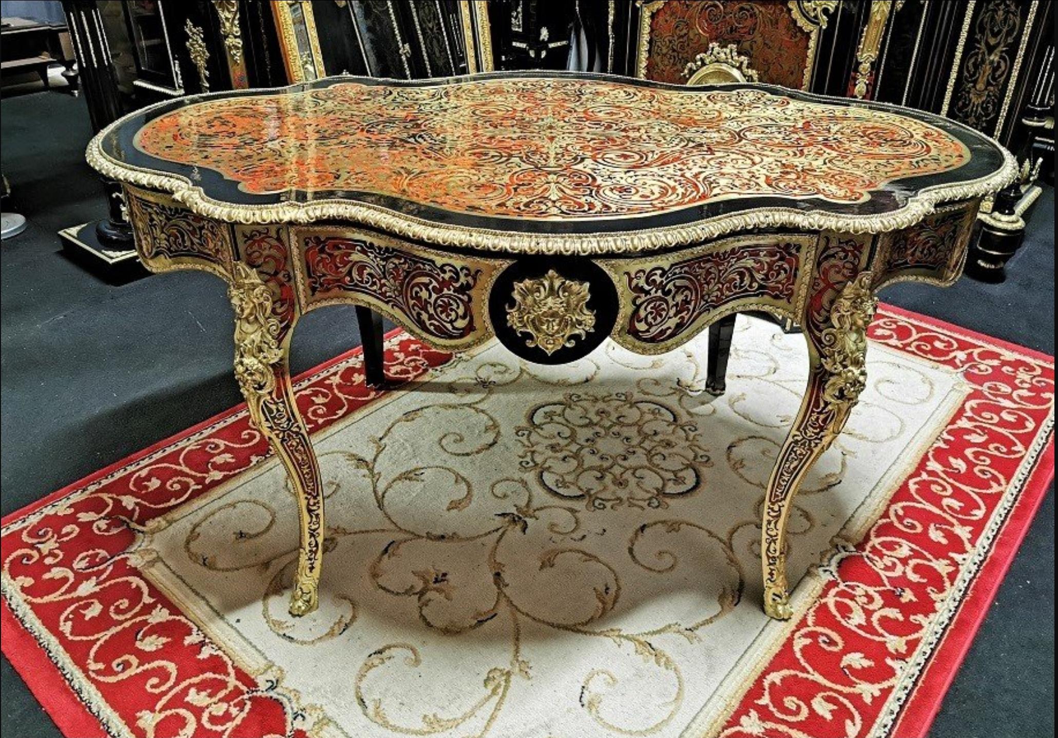 Stunning Napoleon III Large Table in Boulle Marquetry, France, 19th Century 1