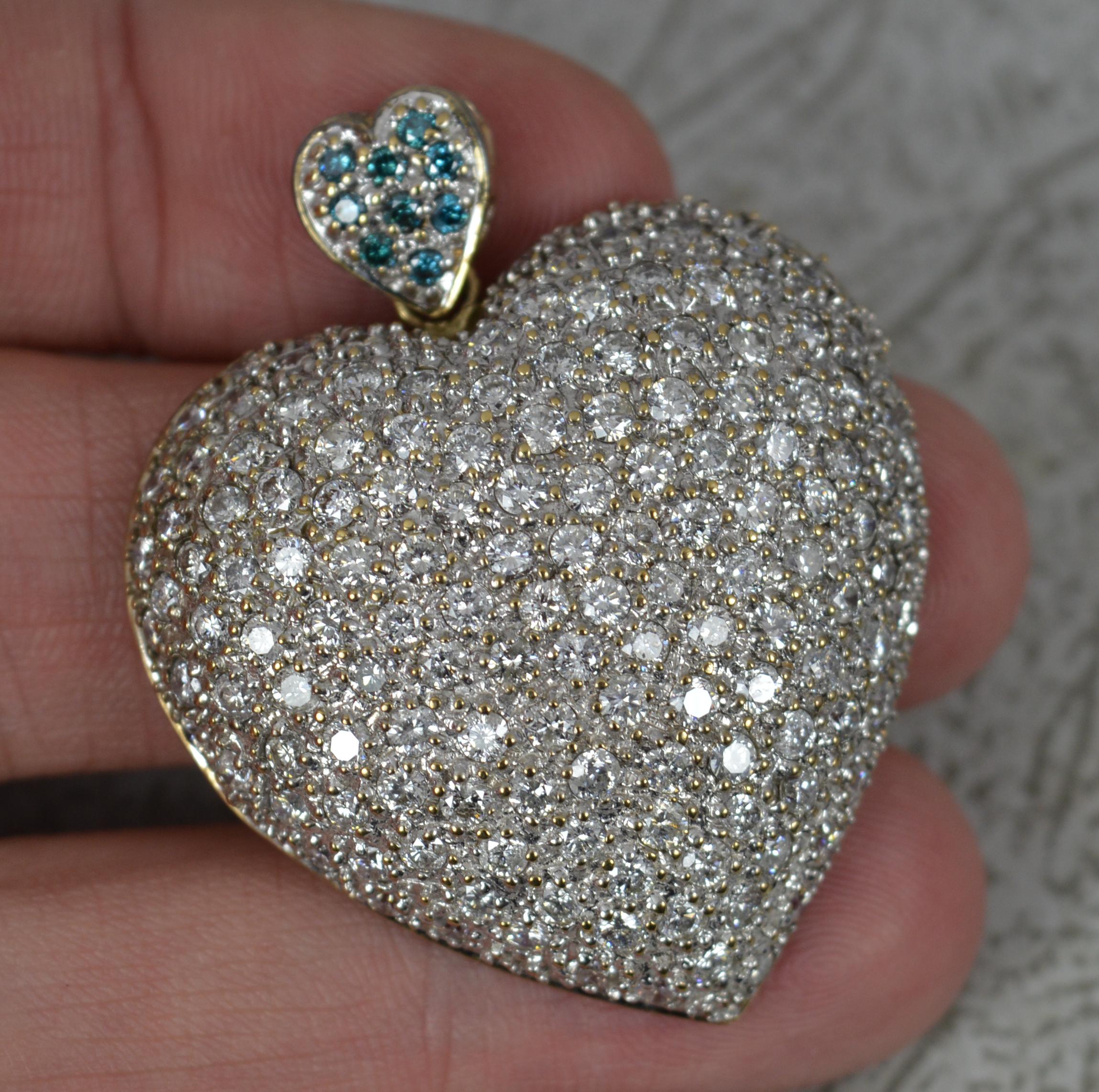 Stunning Natural 5.32ct Diamond and 9ct Gold Heart Shape Pendant For
