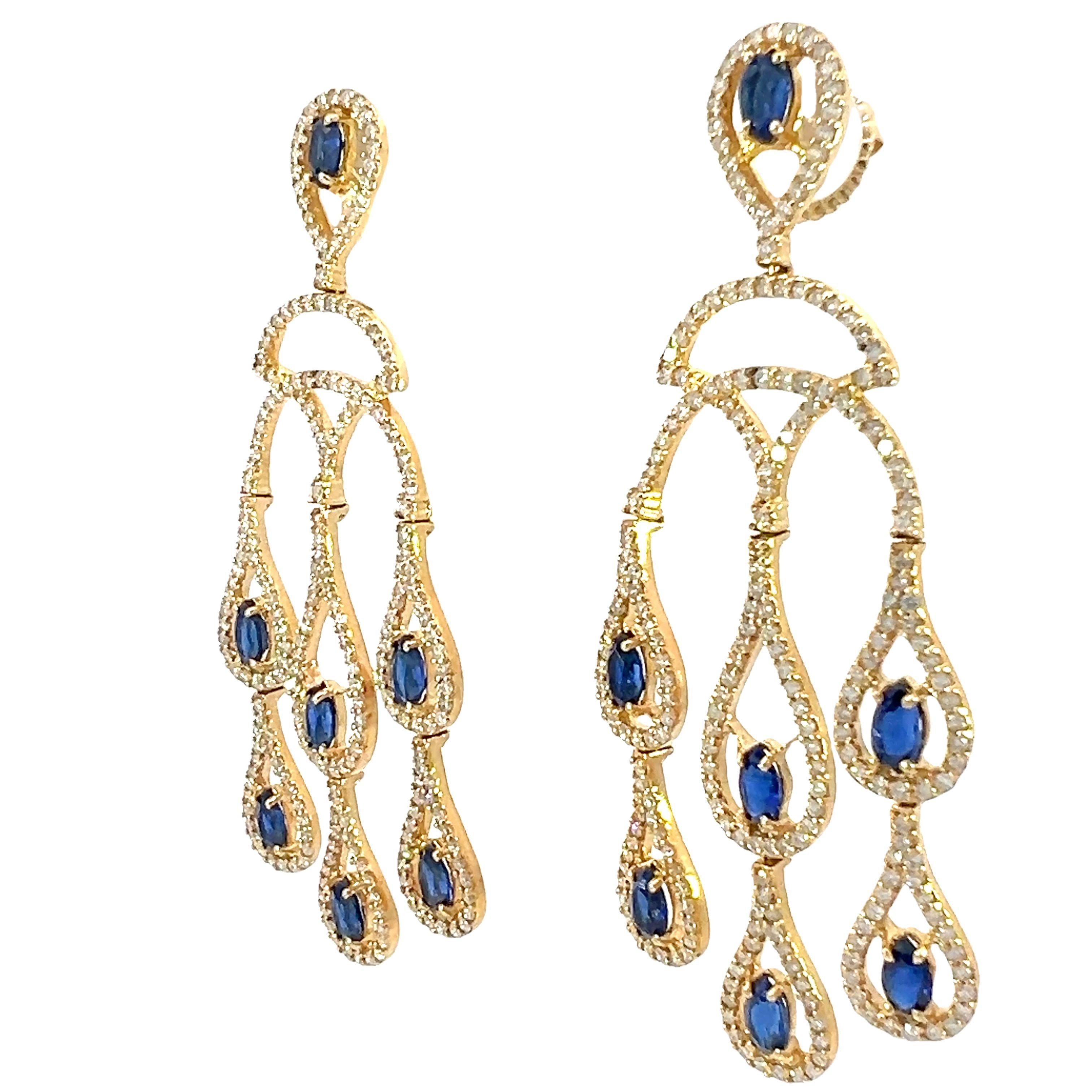 Taglio misto Splendidi orecchini con kyanite naturale e diamanti in vendita