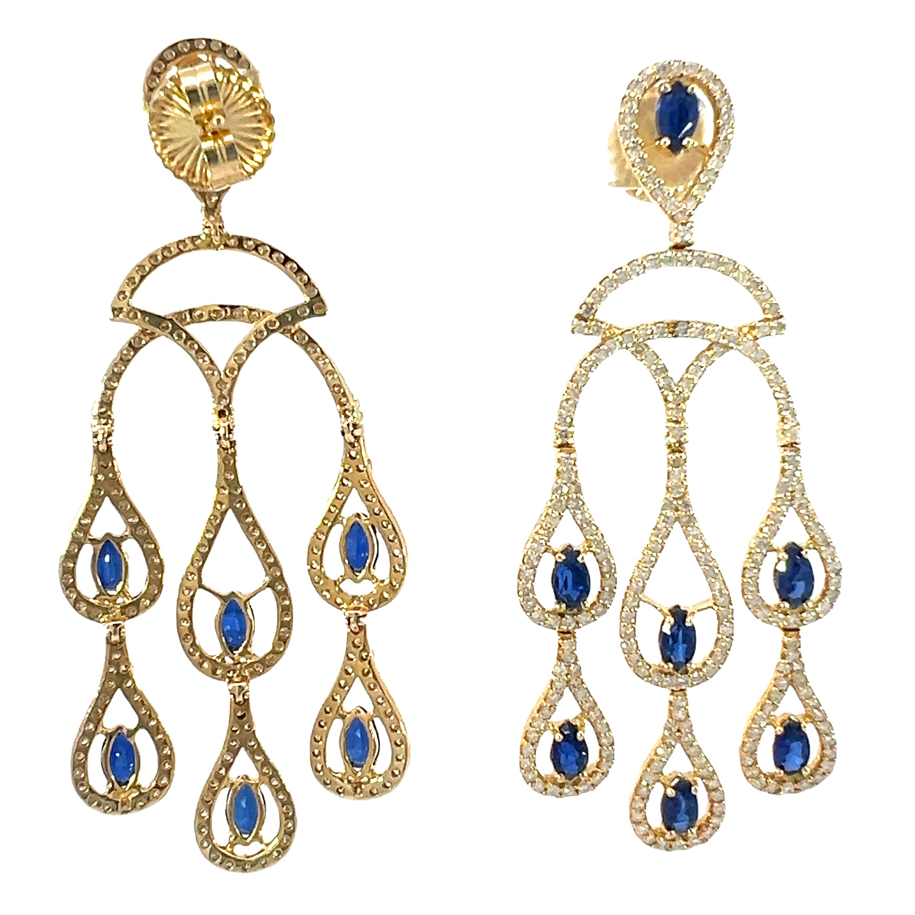 Splendidi orecchini con kyanite naturale e diamanti in vendita 1