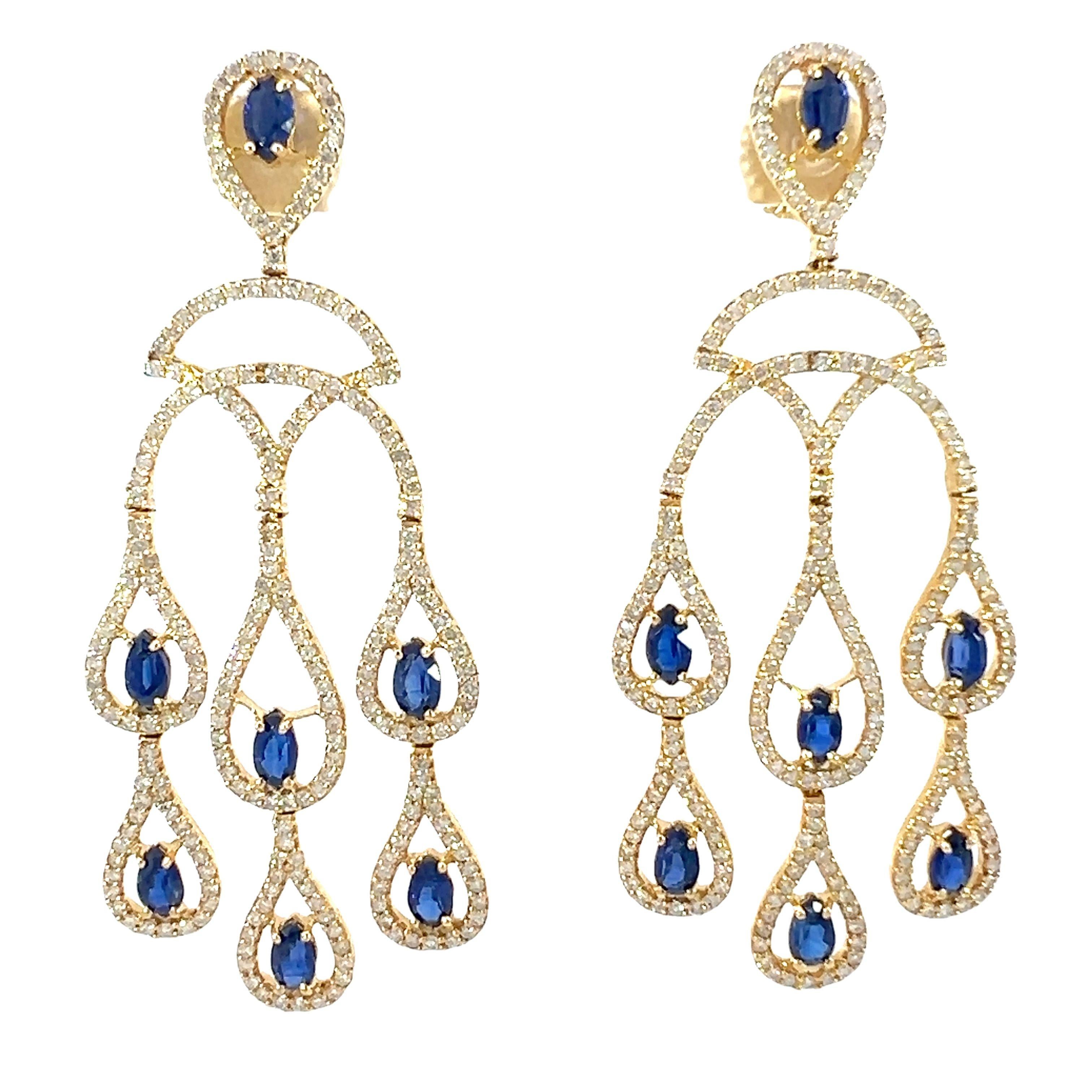 Stunning natural Kyanite and diamonds earrings