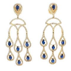 Stunning natural Kyanite and diamonds earrings