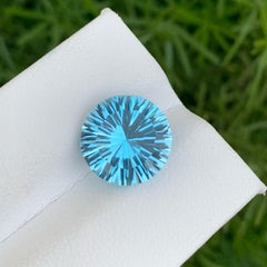 Stunning Natural Loose Topaz Gemstone 6.65 Carats Round Blue Topaz Stone