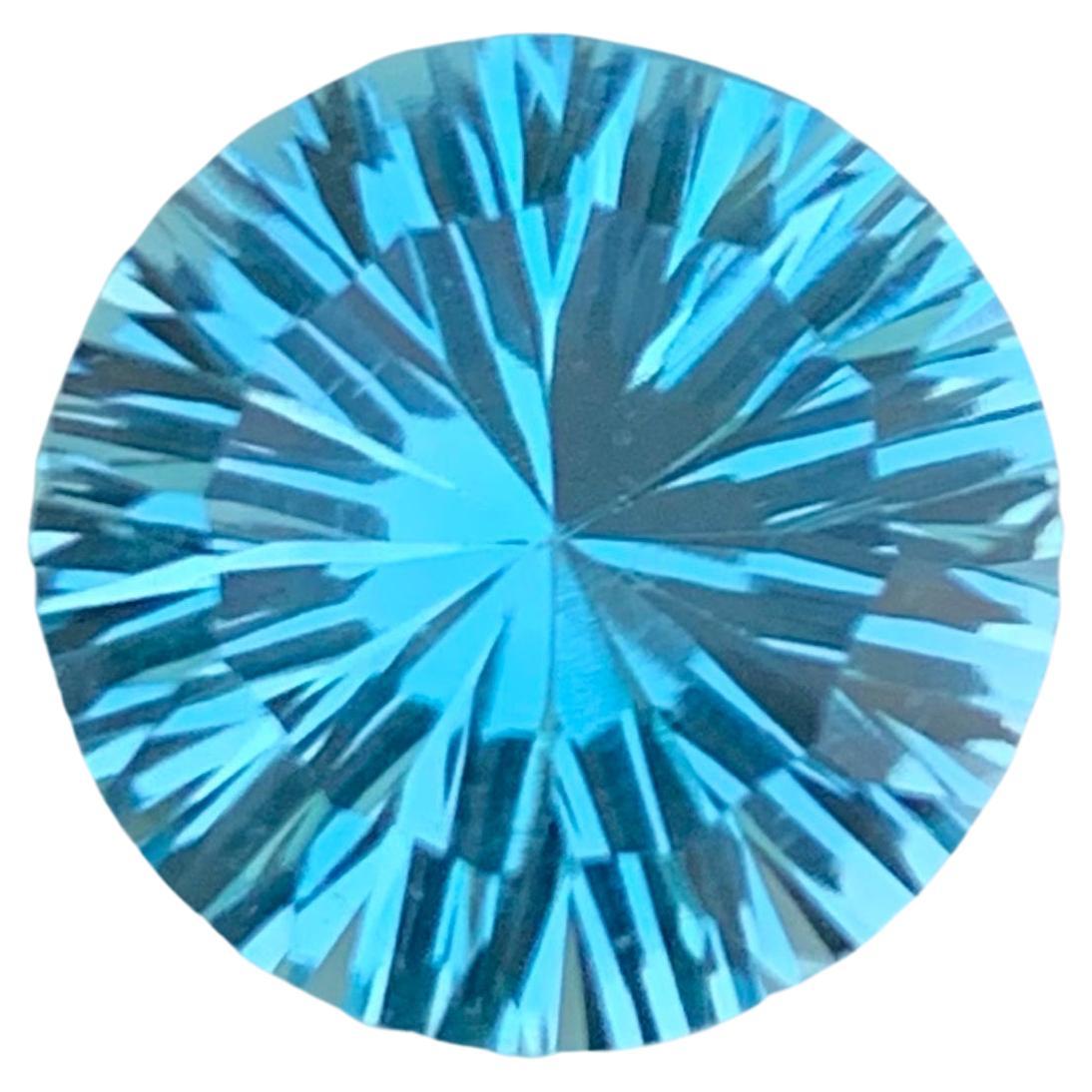 Superbe pierre précieuse naturelle non sertie de 6,65 carats, topaze bleue ronde 