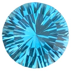 Superbe pierre précieuse naturelle non sertie de 6,65 carats, topaze bleue ronde 
