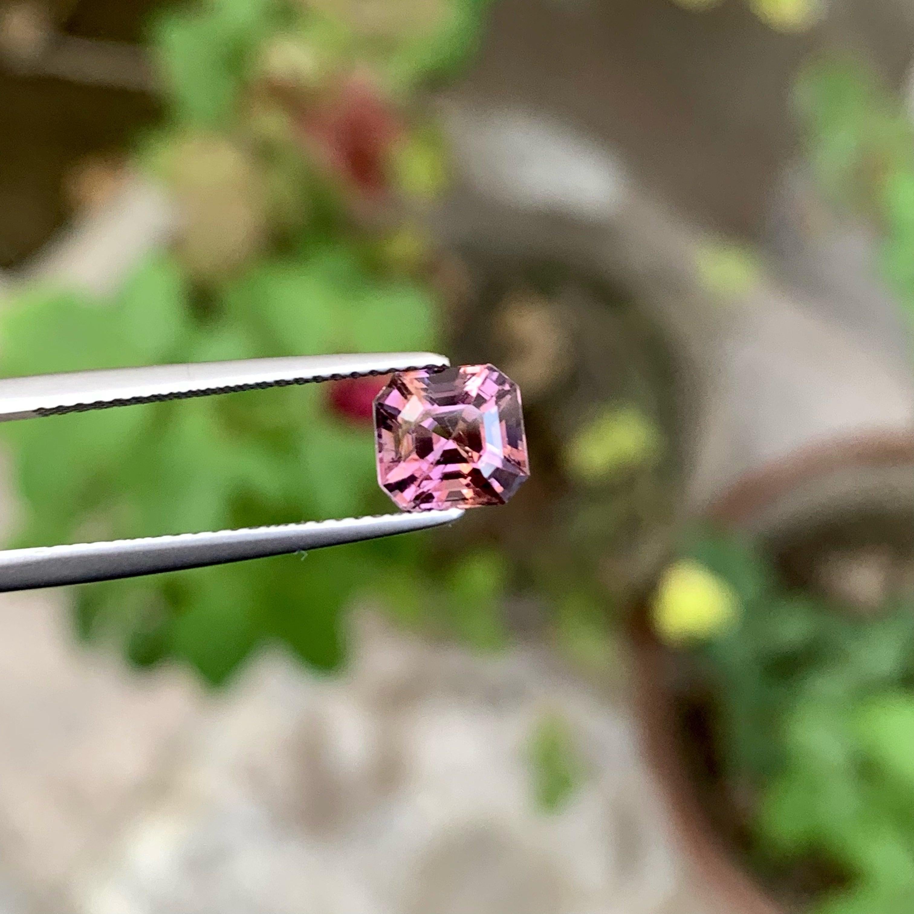 Women's or Men's Stunning Natural Purplish Pink Spinel 1.75 CT Fancy Asscher Cut For Jewelry Size For Sale