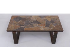 Stunning Brutalist Natural Stone Mosaic Coffee Table 1950s