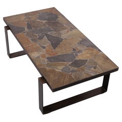  Stunning Brutalist Natural Stone Mosaic Coffee Table 1950s 