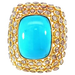 Stunning Natural Turquoise and Diamond Ring