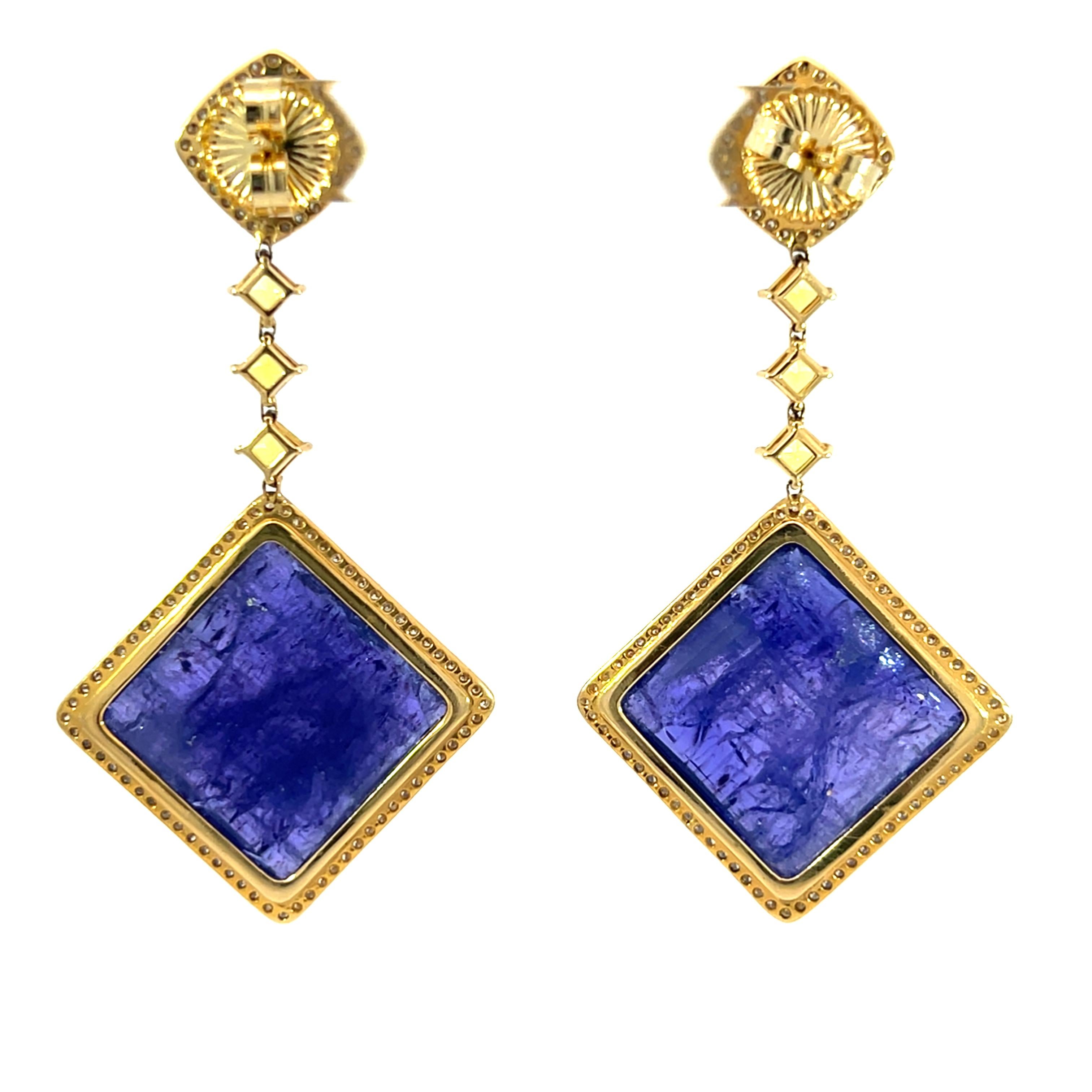 Women's Stunning Natural Turquoise , Tanzanite, Sapphire and Diamond Earrings For Sale