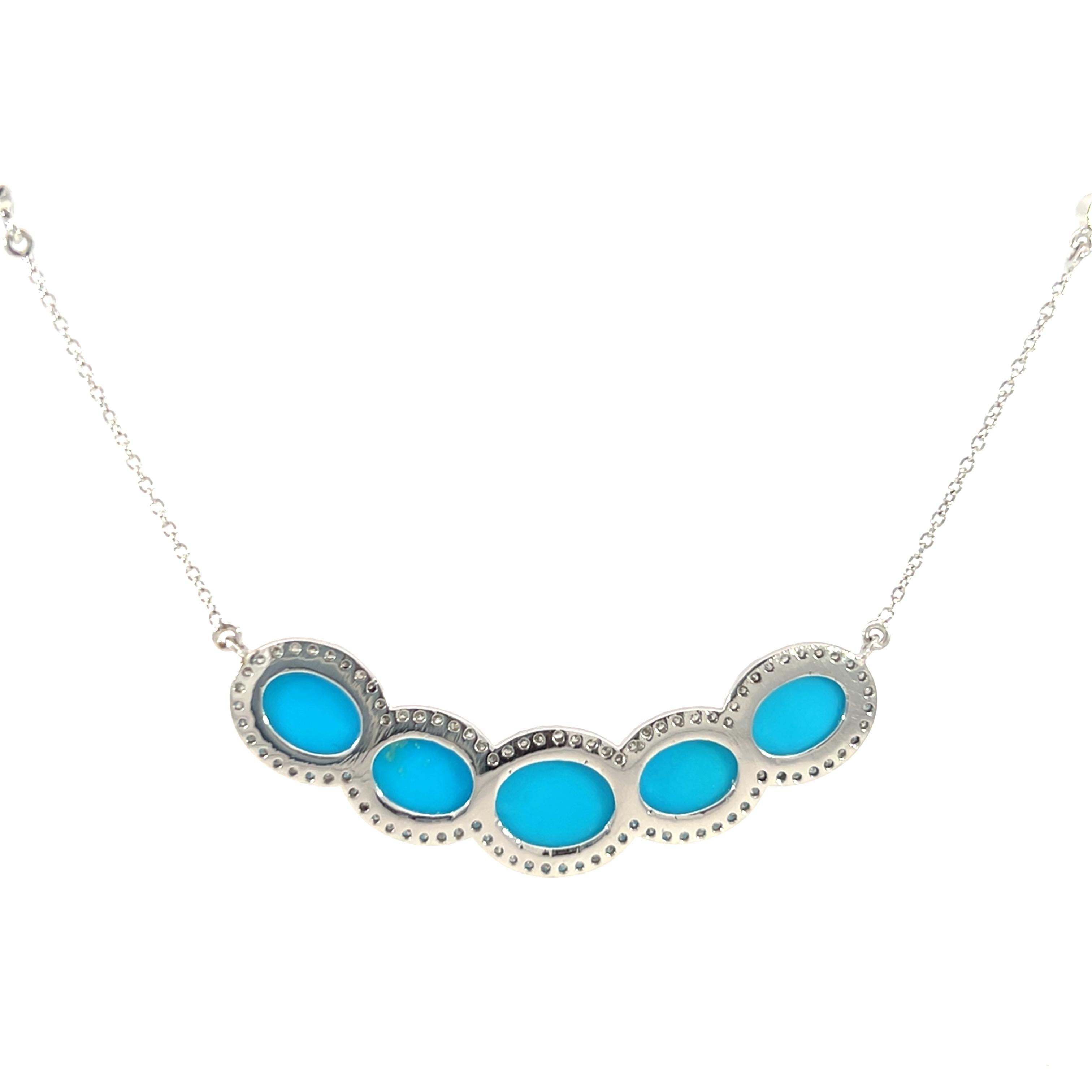 Taille mixte Superbe collier fait de turquoise naturelle et de diamants. en vente
