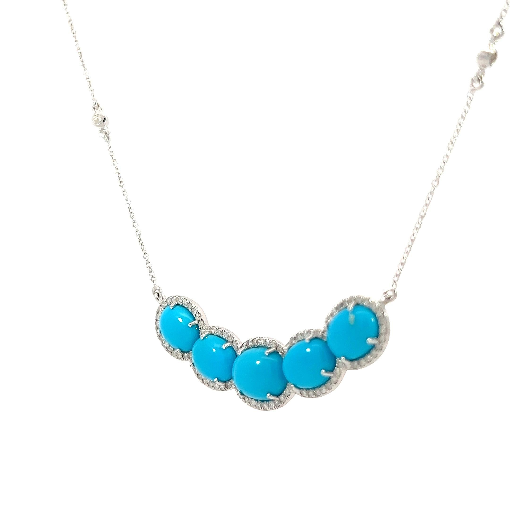Superbe collier fait de turquoise naturelle et de diamants. Neuf - En vente à New York, NY