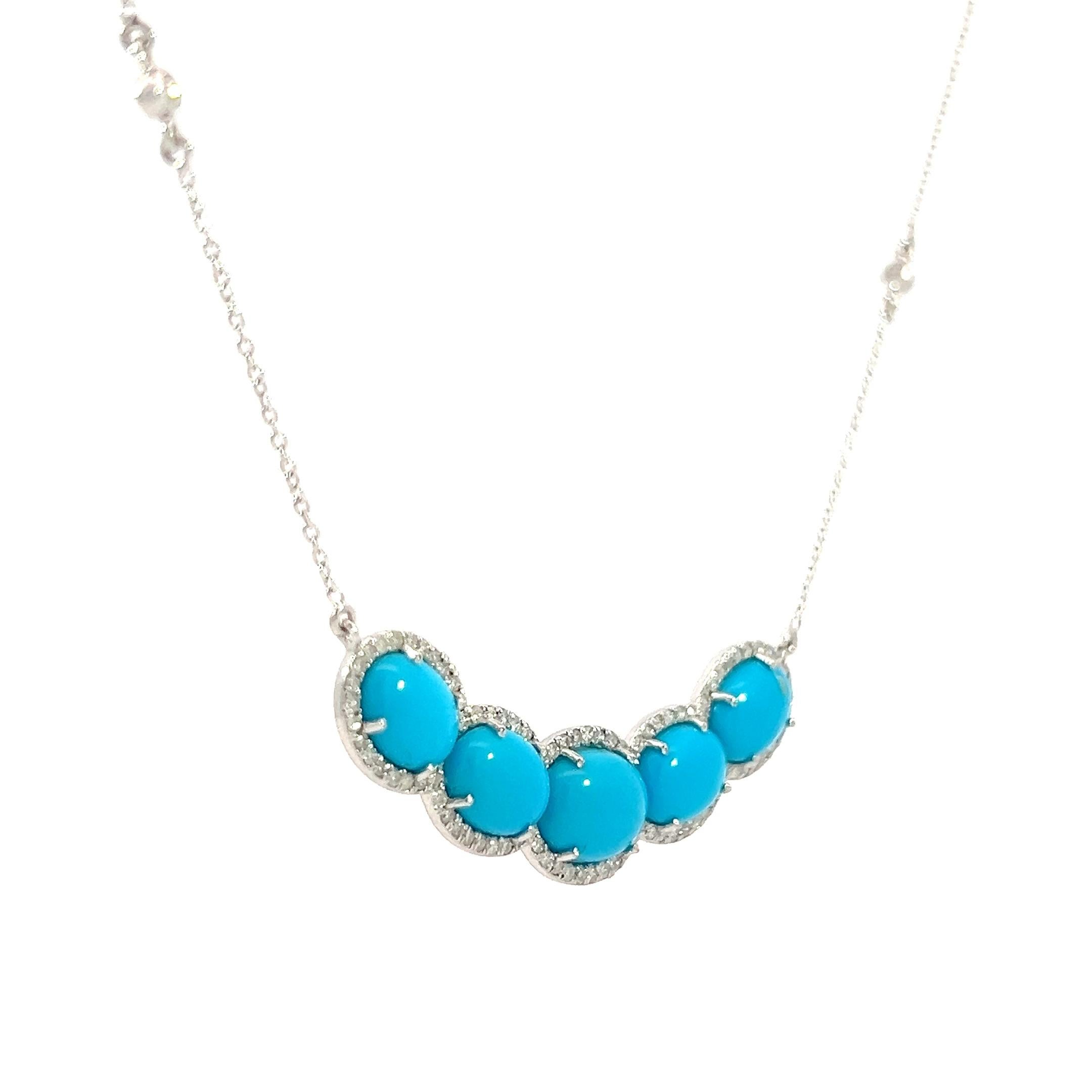 Superbe collier fait de turquoise naturelle et de diamants. Pour femmes en vente