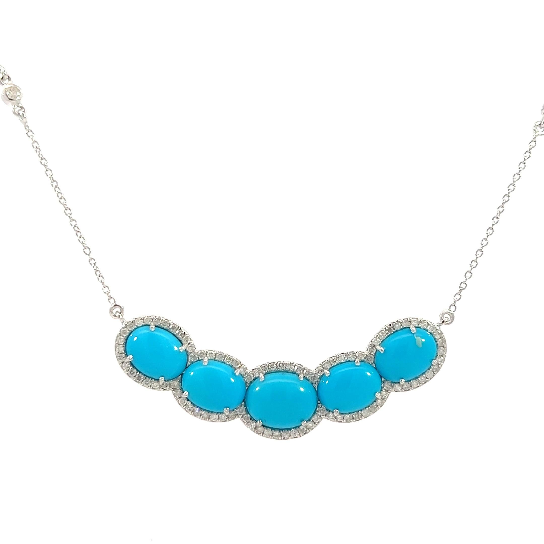 Superbe collier fait de turquoise naturelle et de diamants. en vente 1