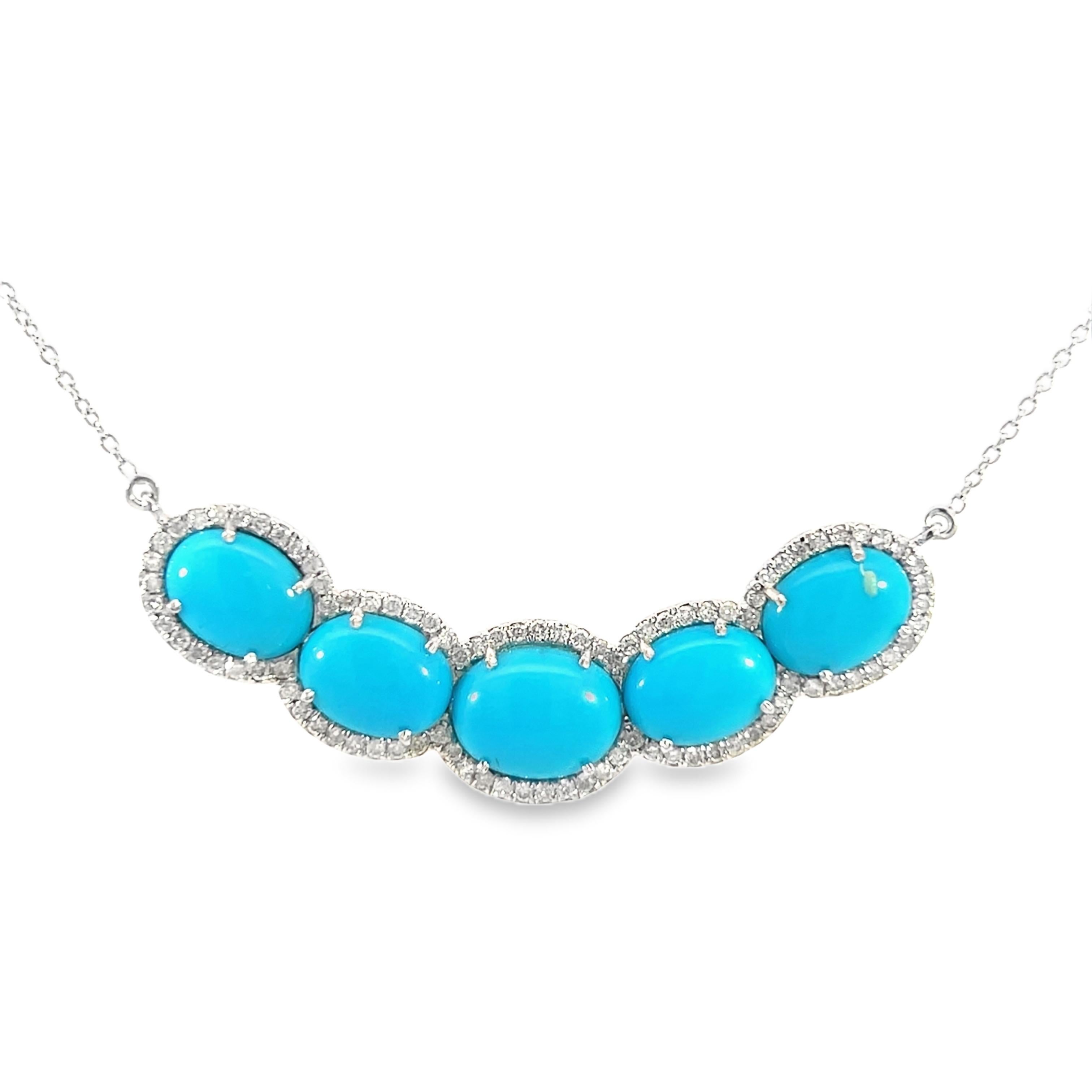 Superbe collier fait de turquoise naturelle et de diamants. en vente 2