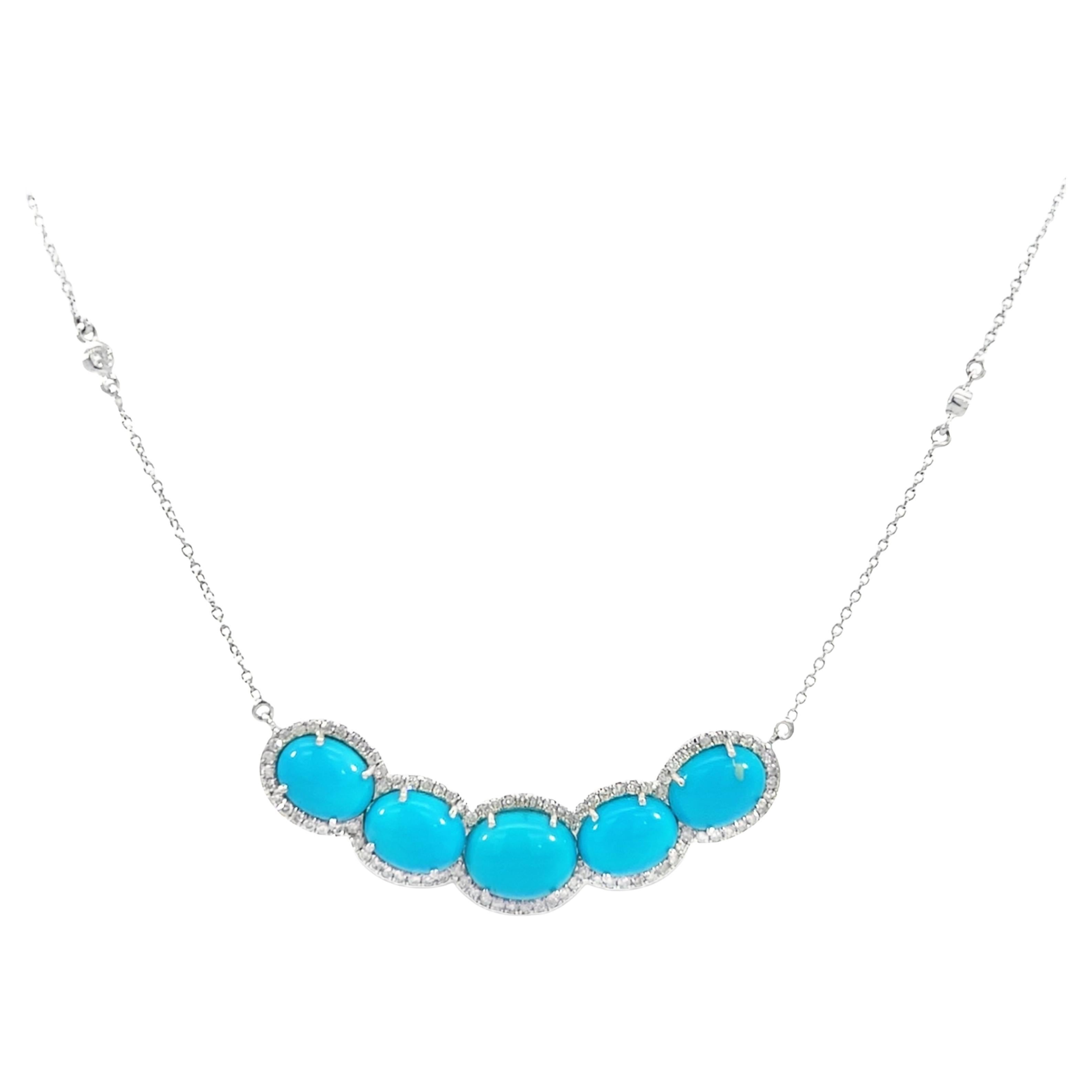 Stunning necklace made of natural turquoise and diamond.