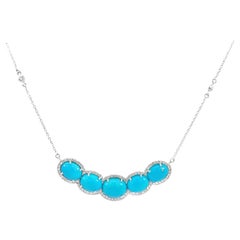 Stunning necklace made of natural turquoise and diamond.
