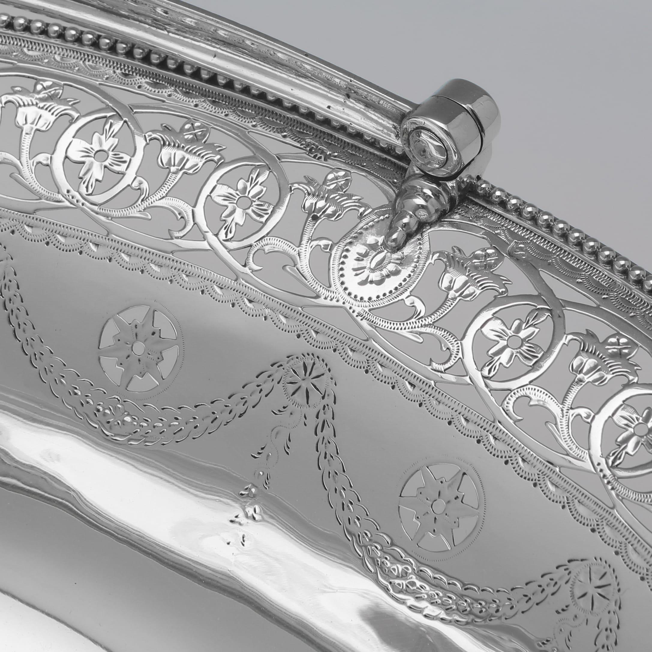 Impresionante cesta neoclásica antigua de plata de ley de William Plummer 1782 Inglés en venta
