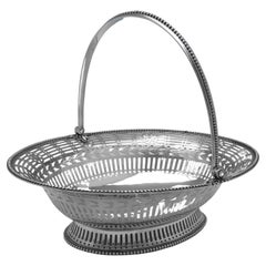 Stunning Neoclassical Antique Sterling Silver Centrepiece Basket, London, 1778