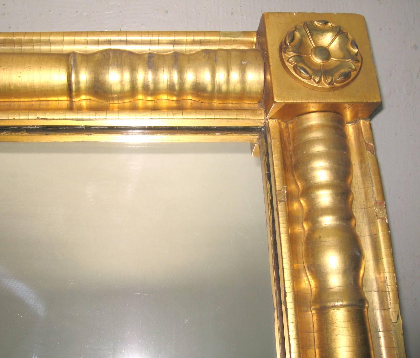  Neoclassical Gold Gilt Mantle Mirror In Good Condition In Wallkill, NY