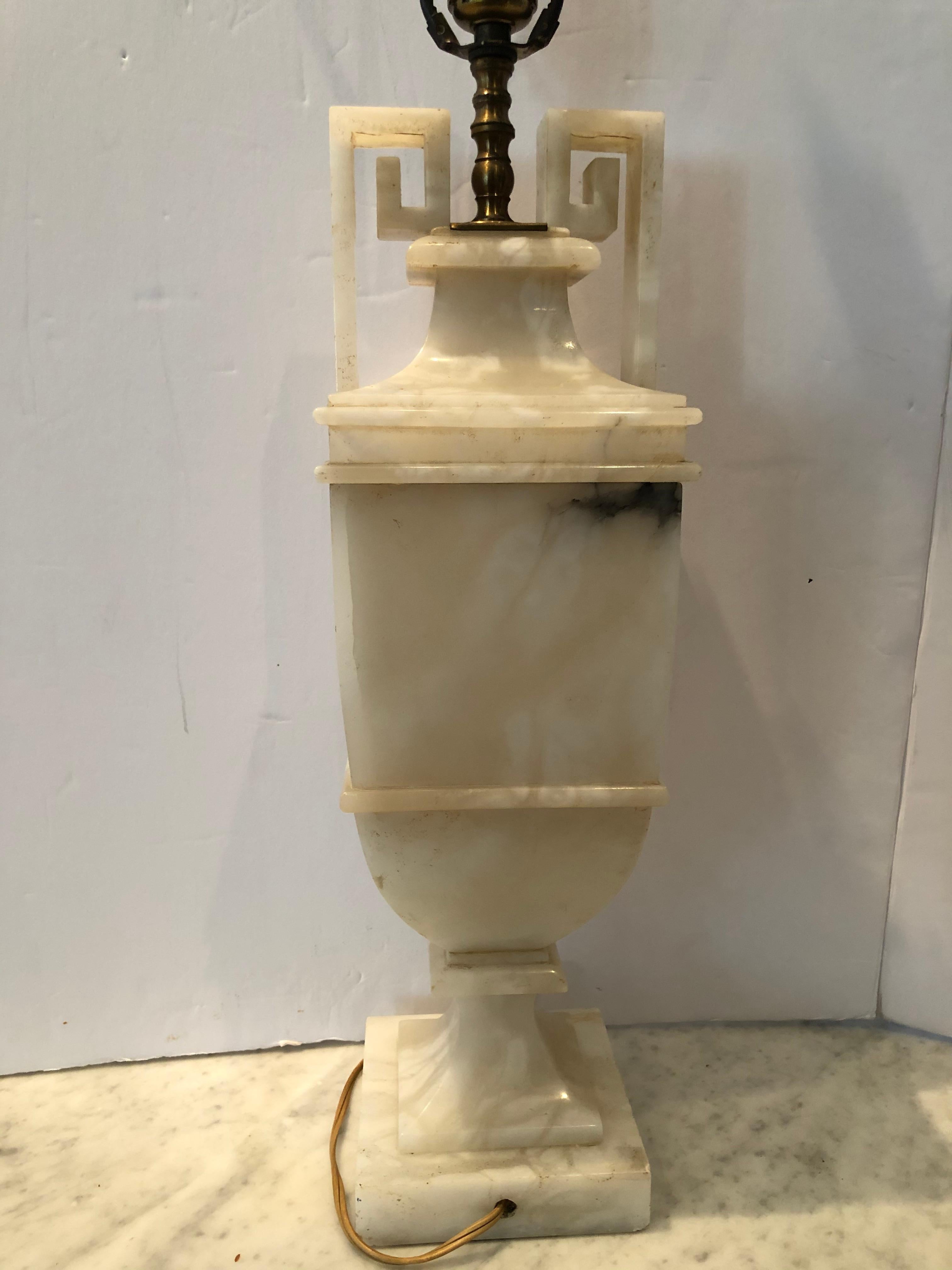 Stunning Neoclassical Style Greek Key Alabaster Table Lamp 5