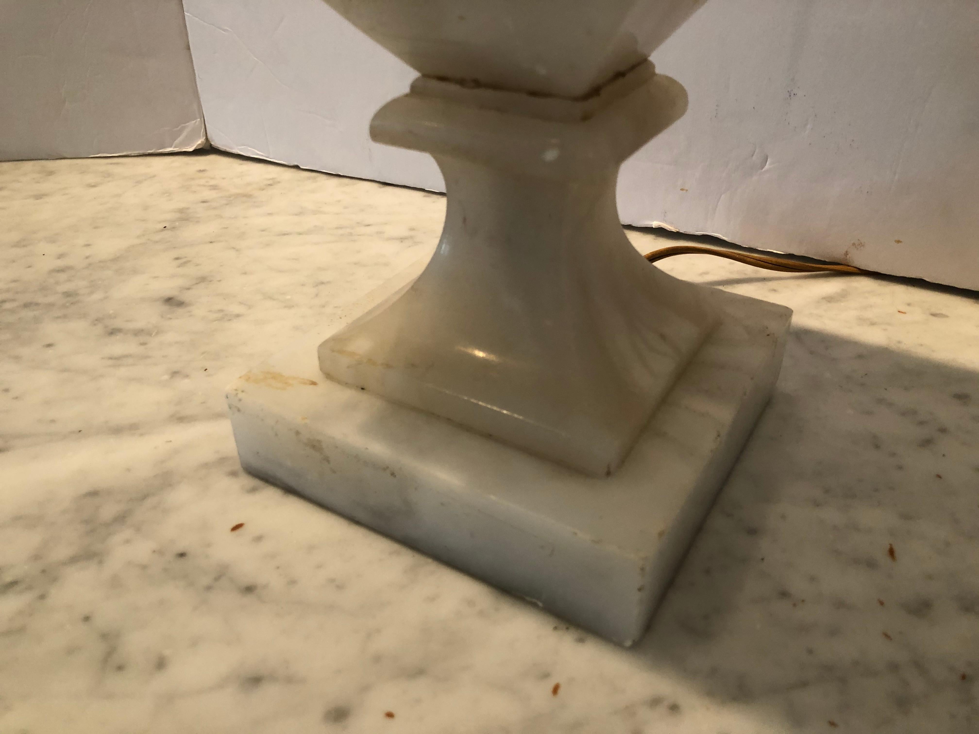 Stunning Neoclassical Style Greek Key Alabaster Table Lamp 1