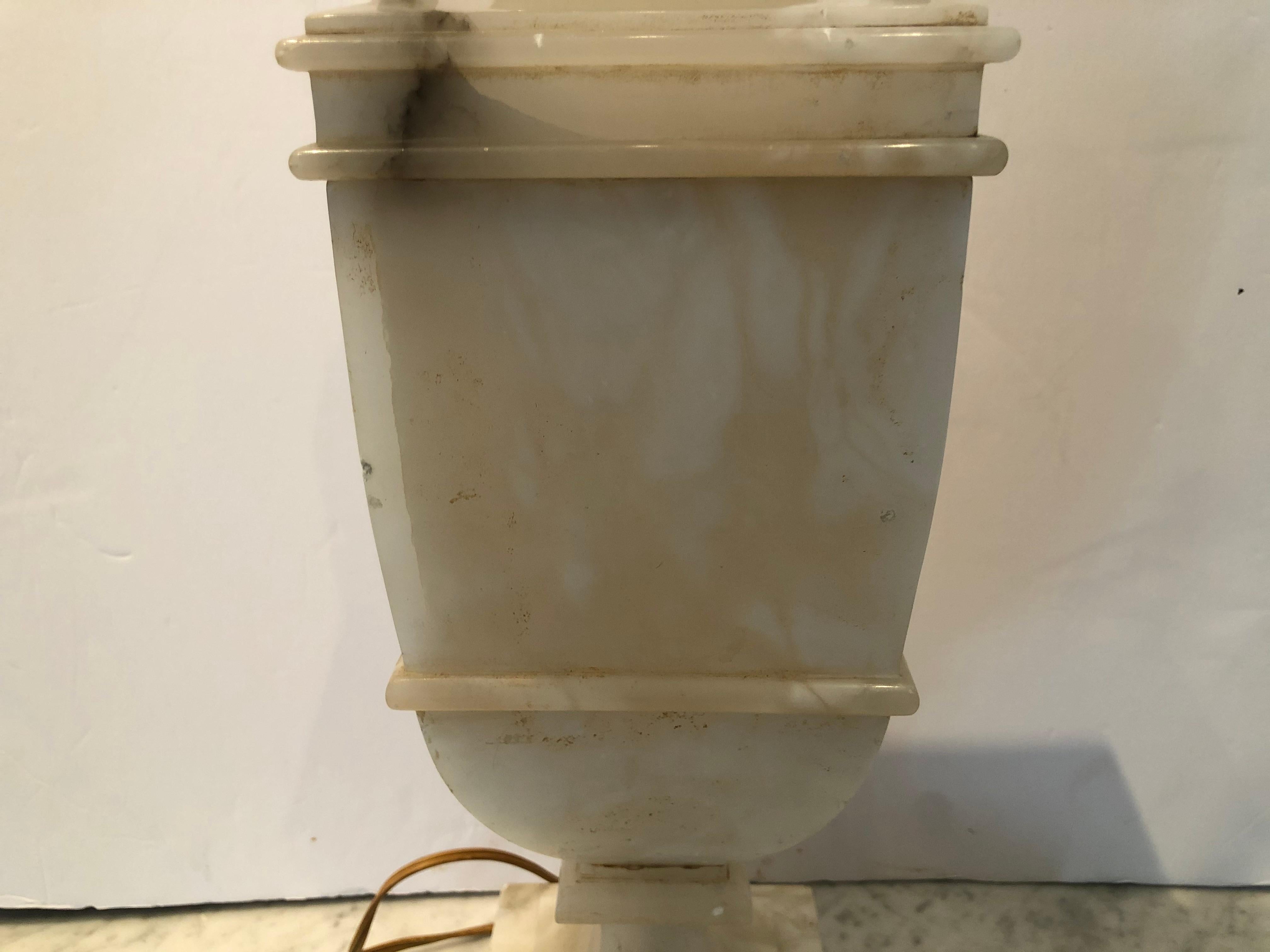 Stunning Neoclassical Style Greek Key Alabaster Table Lamp 3