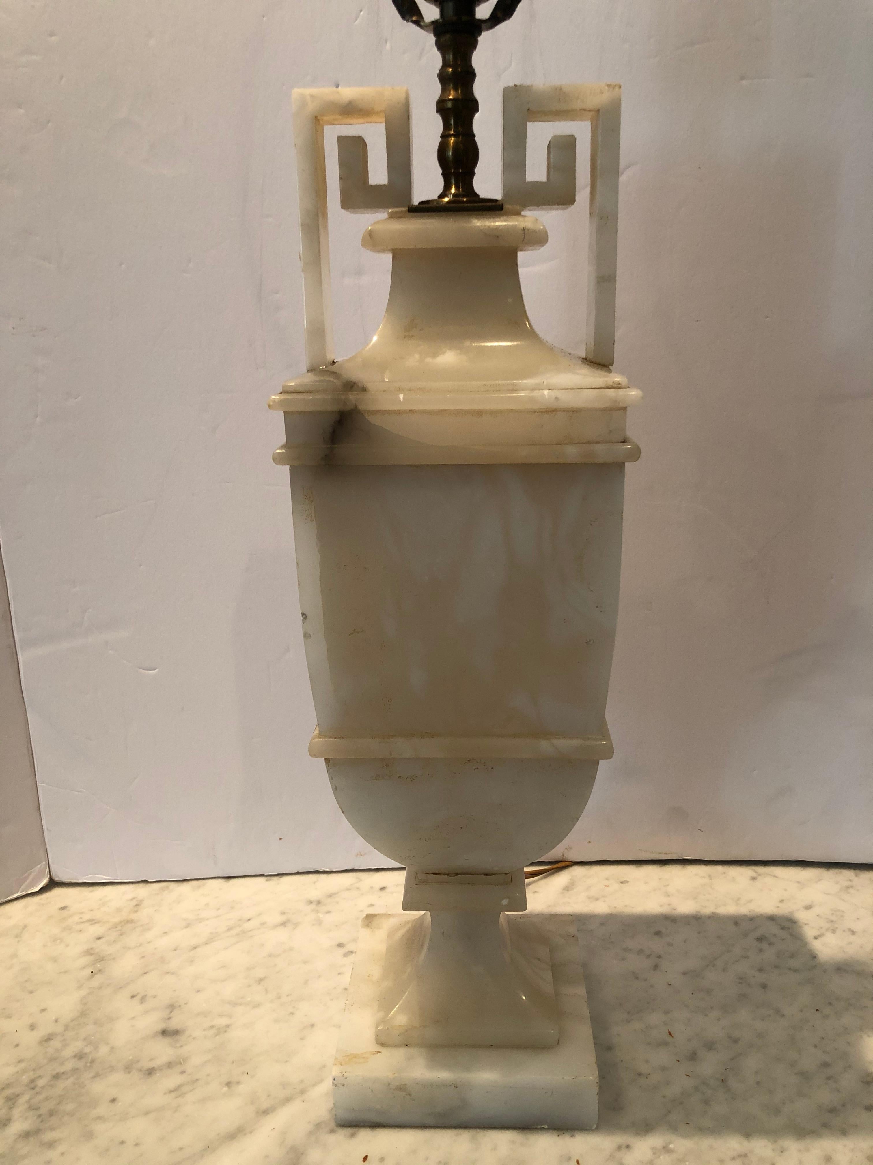 Stunning Neoclassical Style Greek Key Alabaster Table Lamp 4
