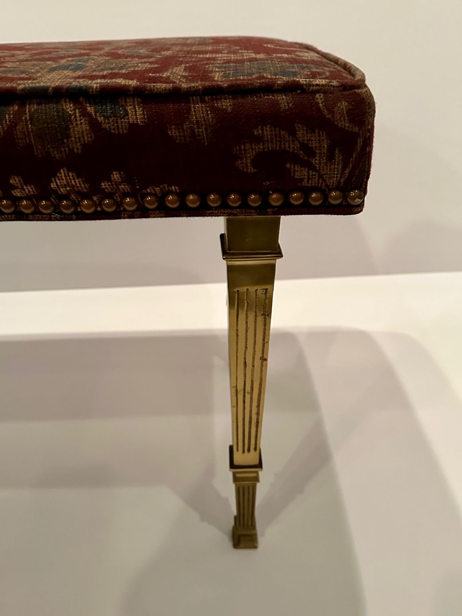 Stunning Neoclassical Style Tapestry Upholstered Bench In Good Condition For Sale In Hopewell, NJ